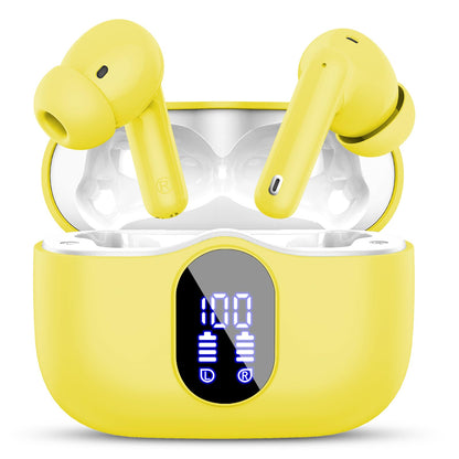 Wireless Earbuds, Bluetooth 5.4 Headphones Bass Stereo, Ear Buds with Noise Cancelling Mic, LED Display in Ear Earphones Clear Calls, IP7 Waterproof Bluetooth Earbuds for Phones/Sports/Laptop, Black