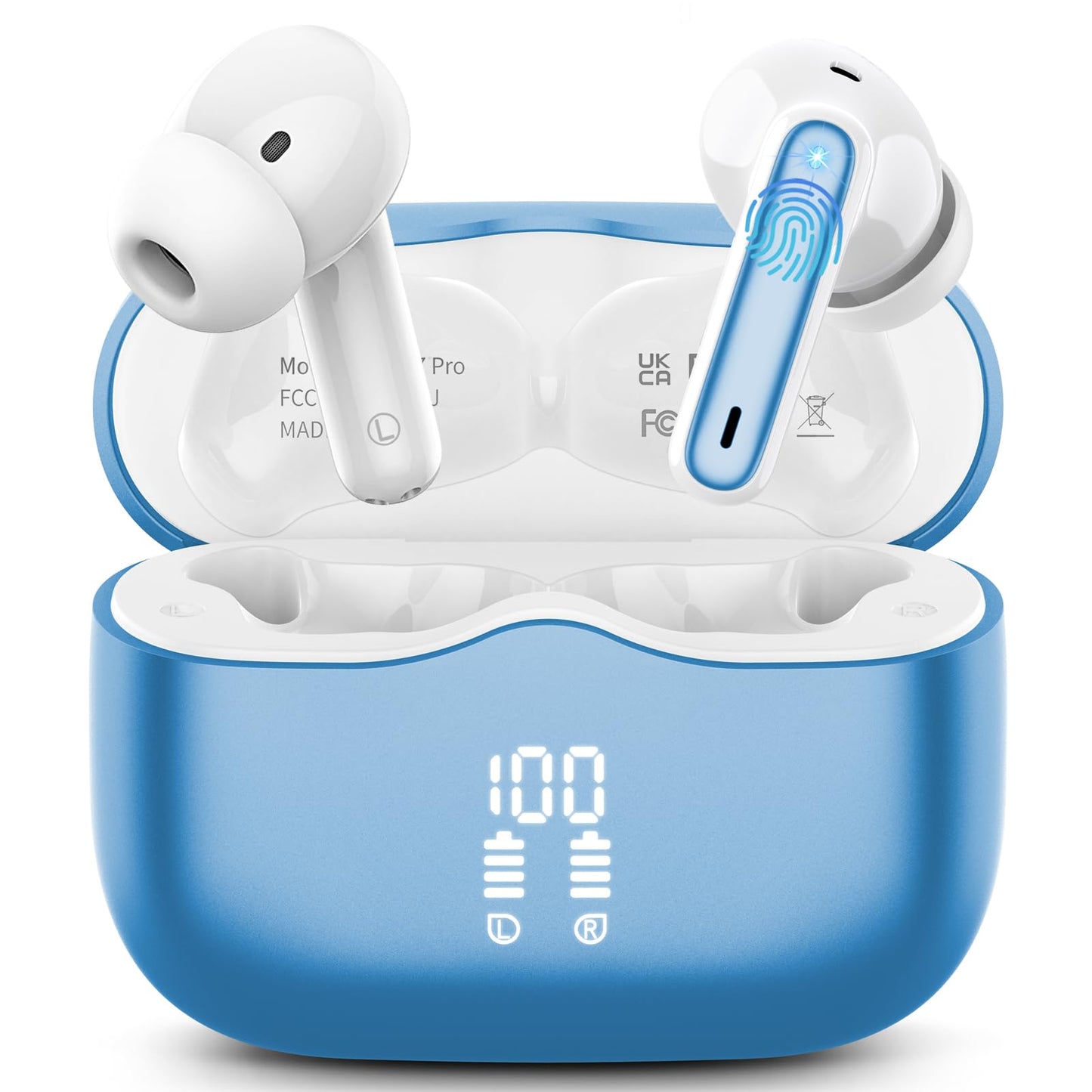 Wireless Earbuds, Bluetooth 5.4 Headphones in Ear with 4 ENC Noise Cancelling Mic, New Wireless Earphones HiFi Stereo Deep Bass 40H Playtime, In-Ear Bluetooth Earbuds LED Display IP7 Waterproof, USB-C