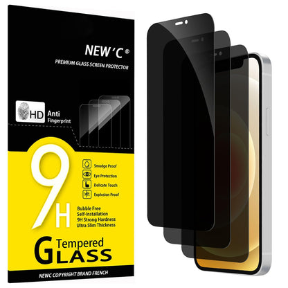 NEW'C 3 Pack Designed for iPhone 12,iPhone 12 Pro Screen Protector (6.1"), Enhanced Tempered Glass Protection, Case Friendly Bubble Free Ultra Resistant