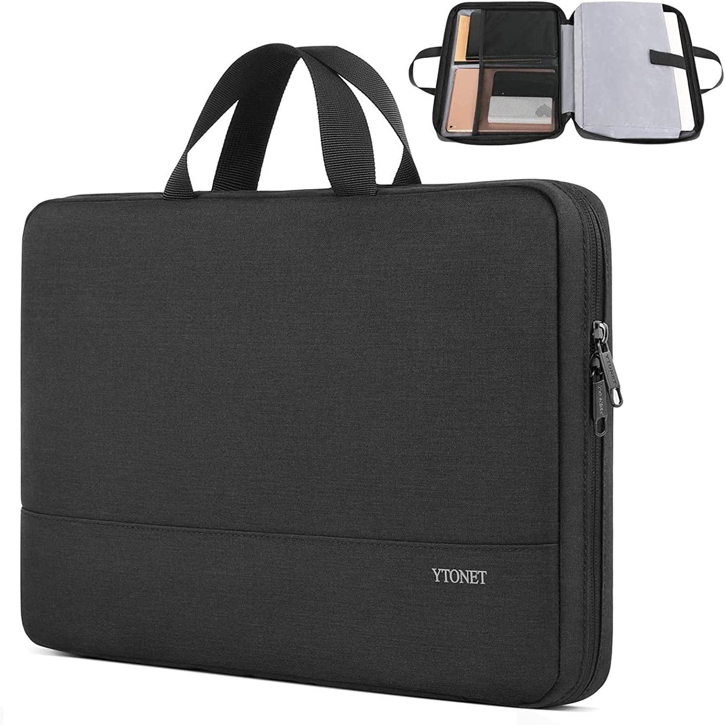 Ytonet Laptop Case, 15.6 inch TSA Laptop Sleeve Computer Bag Water Resistant Computer Case Carrying Cover Compatible for Lenovo, HP, Dell, Asus Notebook, Gifts for Men Women, Grey