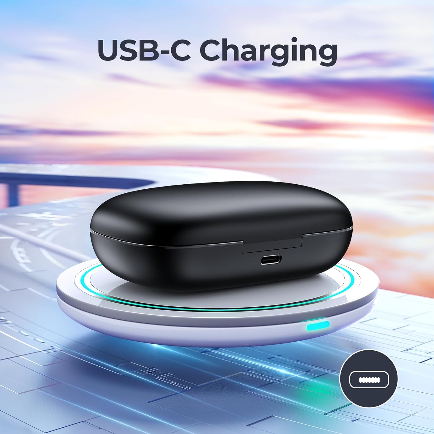 Active Noise Cancelling Bluetooth Headphones Wireless Earbuds 90 Hrs Playtime Ear Buds with Hi-Res Stereo Deep Bass Power Display Earphones with Earhooks Waterproof Transparency Headset Sports/Running