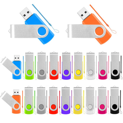 8GB Flash Drive 10 Pack Bulk USB Flash Drives, USB2.0 Thumb Drive USB Stick for Data Storage Backup, Jump Drive Pen Drive Zip Drive Memory Stick with Indicator, USB Storage Flash Drive Swivel Design