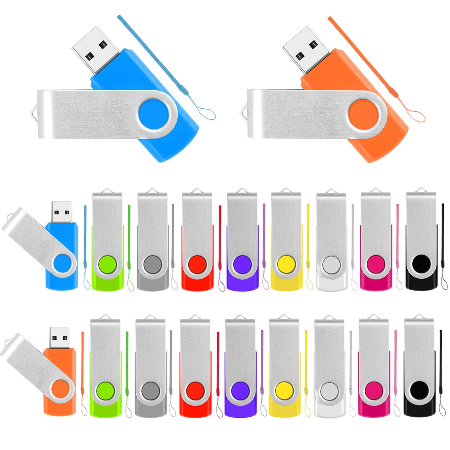 8GB Flash Drive 10 Pack Bulk USB Flash Drives, USB2.0 Thumb Drive USB Stick for Data Storage Backup, Jump Drive Pen Drive Zip Drive Memory Stick with Indicator, USB Storage Flash Drive Swivel Design