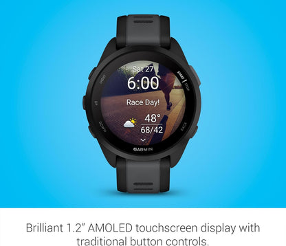 Garmin Forerunner 165, Running Smartwatch, Colorful AMOLED Display, Training Metrics and Recovery Insights, Black