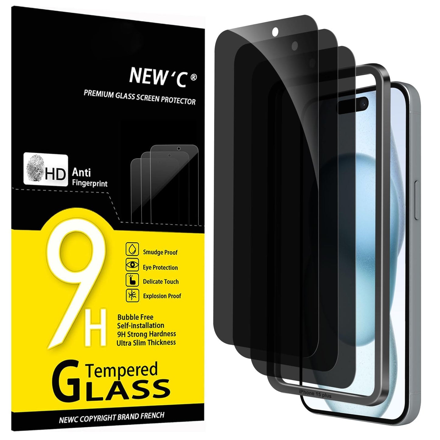 NEW'C 3 Pack Designed for iPhone 12,iPhone 12 Pro Screen Protector (6.1"), Enhanced Tempered Glass Protection, Case Friendly Bubble Free Ultra Resistant