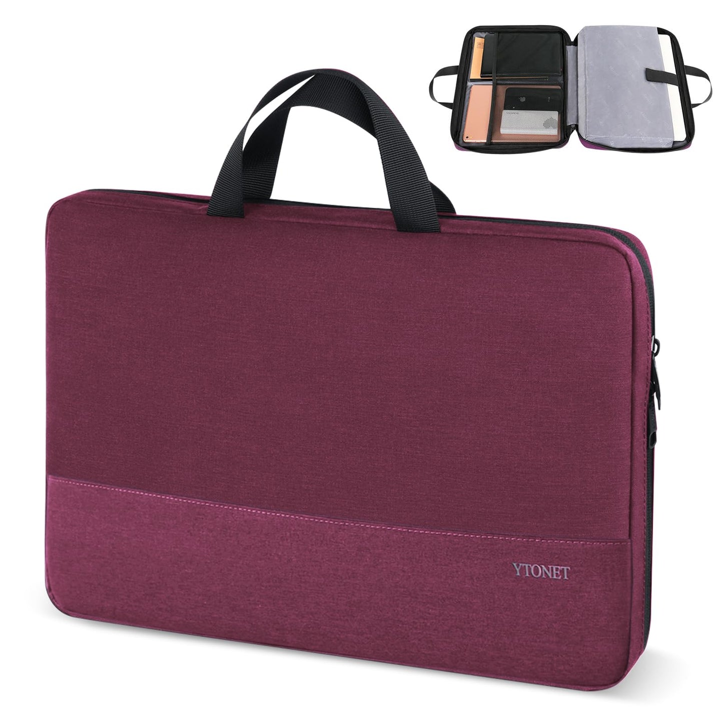 Ytonet Laptop Case, 15.6 inch TSA Laptop Sleeve Computer Bag Water Resistant Computer Case Carrying Cover Compatible for Lenovo, HP, Dell, Asus Notebook, Gifts for Men Women, Grey