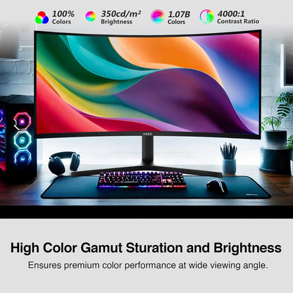 Z-Edge 34" Curved Gaming Monitor, WQHD 1440P 240Hz 165Hz Computer Monitor, MPRT 1ms, 21:9 Aspect Ratio, 1500R，16.7M Colors, 4000:1 Contrast, AG34P Edgeless, Height Adjustable 2X DP and 2X HDMI