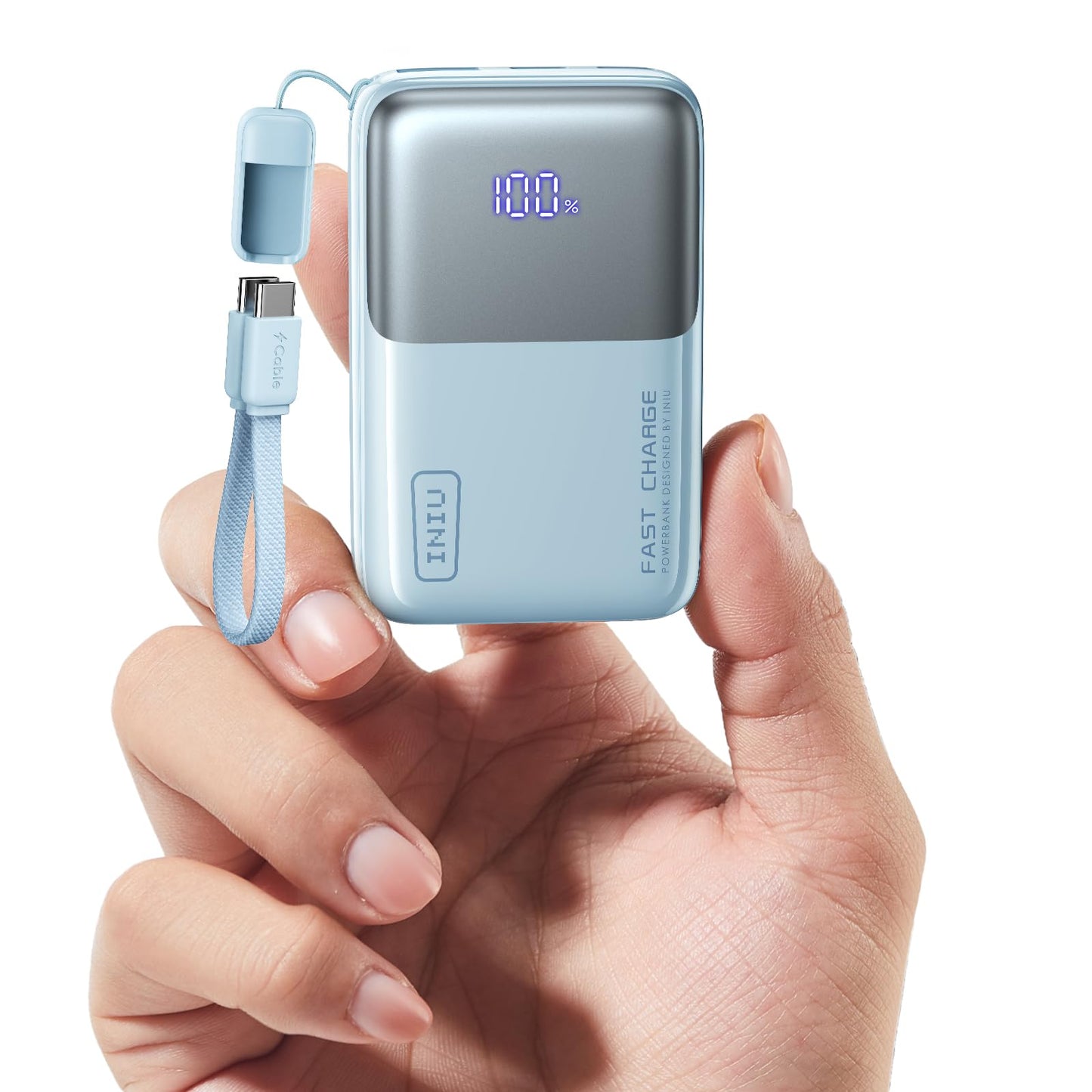 INIU Portable Charger, Ultra Mini 10000mAh 45W Fast Charging with Detachable Cable, Flight-Safe Travel USB C Power Bank External Phone Battery Pack for Xiaomi iPhone 17 16 Samsung S26 Google iPad etc