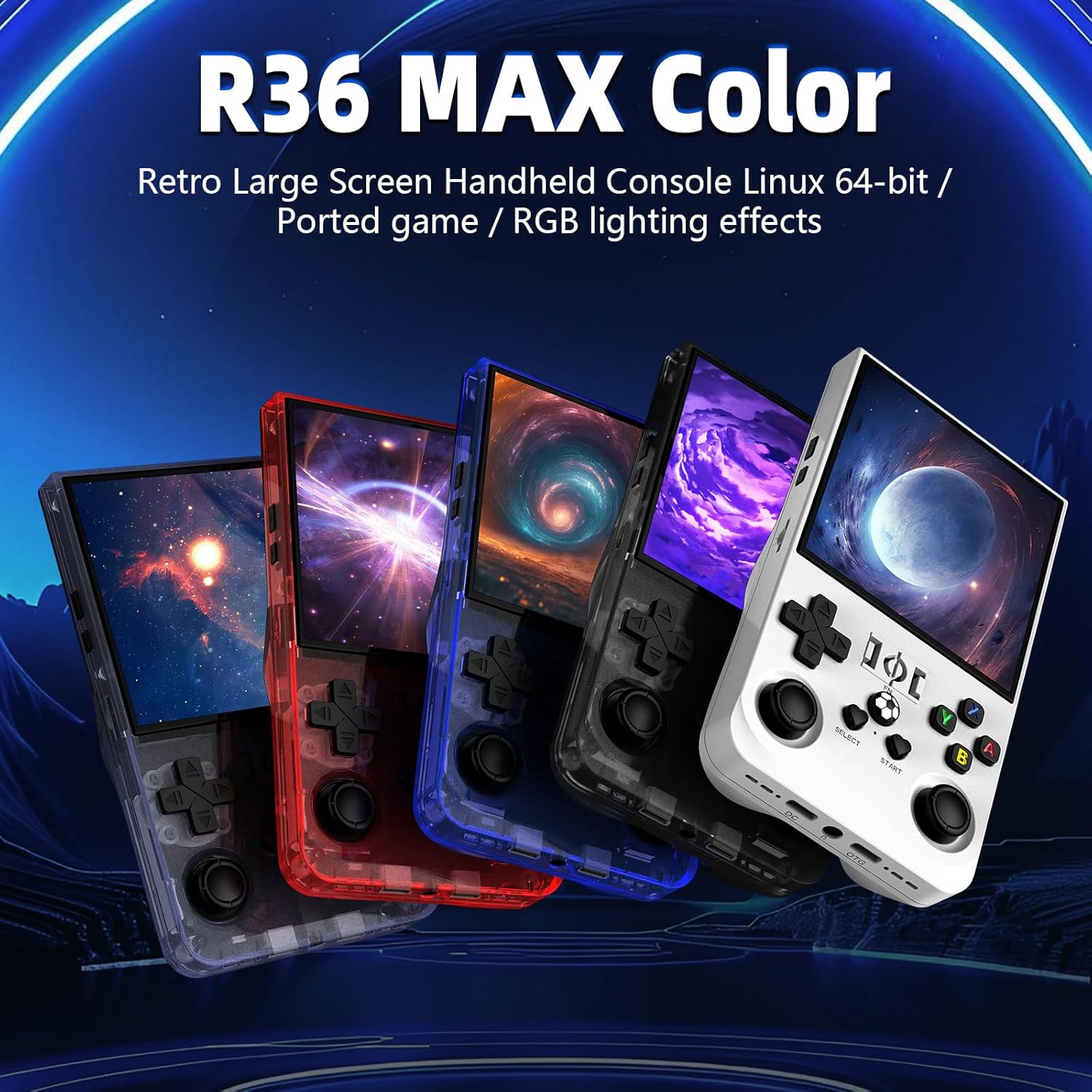 R36MAX Retro Handheld Game Console, 4.0 Inch IPS Screen Retro Gaming Console,Linux System, 4000mAh Battery Portable Pocket Mini Arcade, Built-in 128G,Retro Black