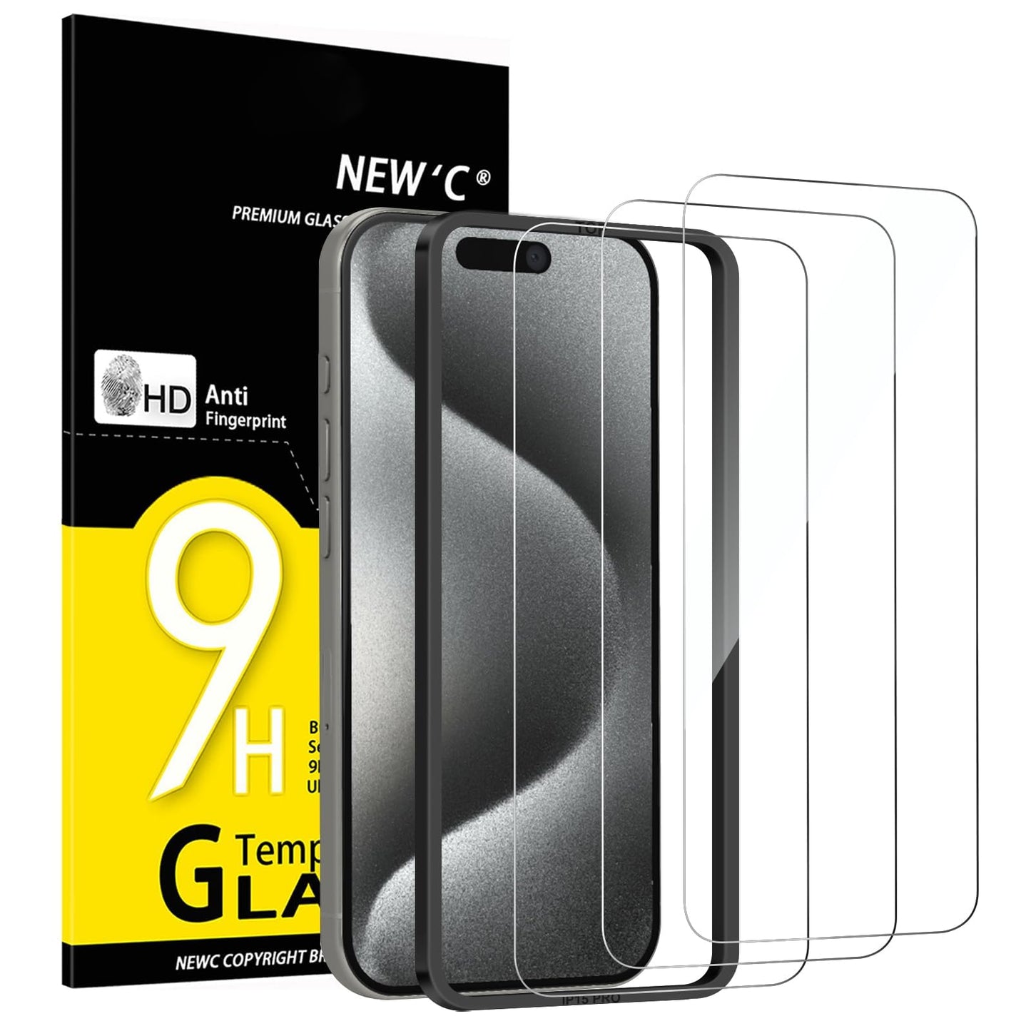 NEW'C 3 Pack Designed for iPhone 12,iPhone 12 Pro Screen Protector (6.1"), Enhanced Tempered Glass Protection, Case Friendly Bubble Free Ultra Resistant