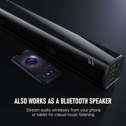 Bluetooth Wireless Surround Sound Bar, Sound Bar Wireless Surround Speakers, HDMI Sounds Bars Smart TV HDMI(ARC) OPT AUX USB 2.0ch 3 Modes Home Theater Sounds System TV/PC/Gaming/Projector, Black