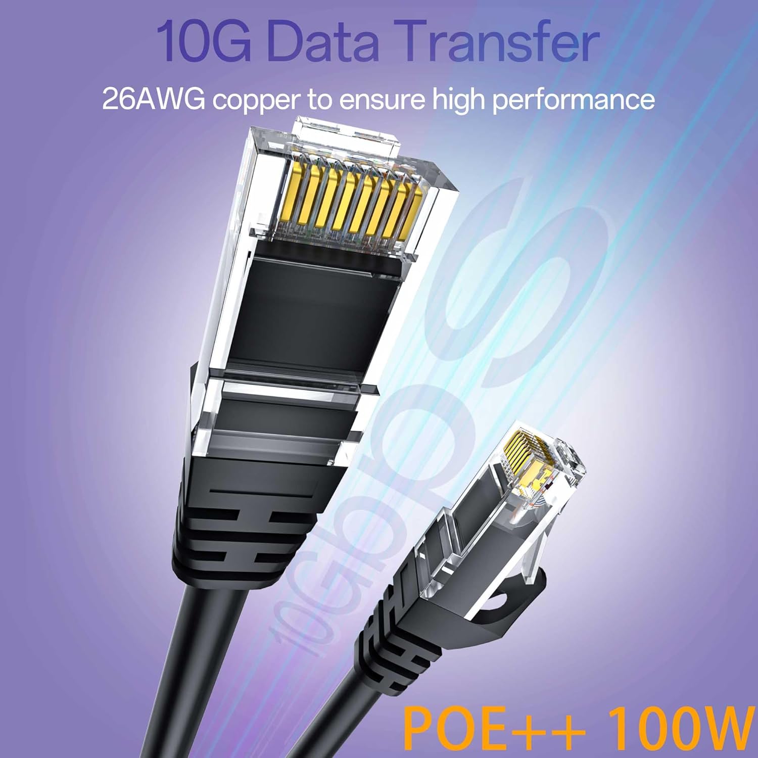 Cat 6 Ethernet Cable 3FT 10Pack, Cat6 Ethernet Patch Cable 10Gbps, High-Speed UTP Cat6 Network Cable Pure Copper, Cat 6 Cable for Home and Office Network, Black