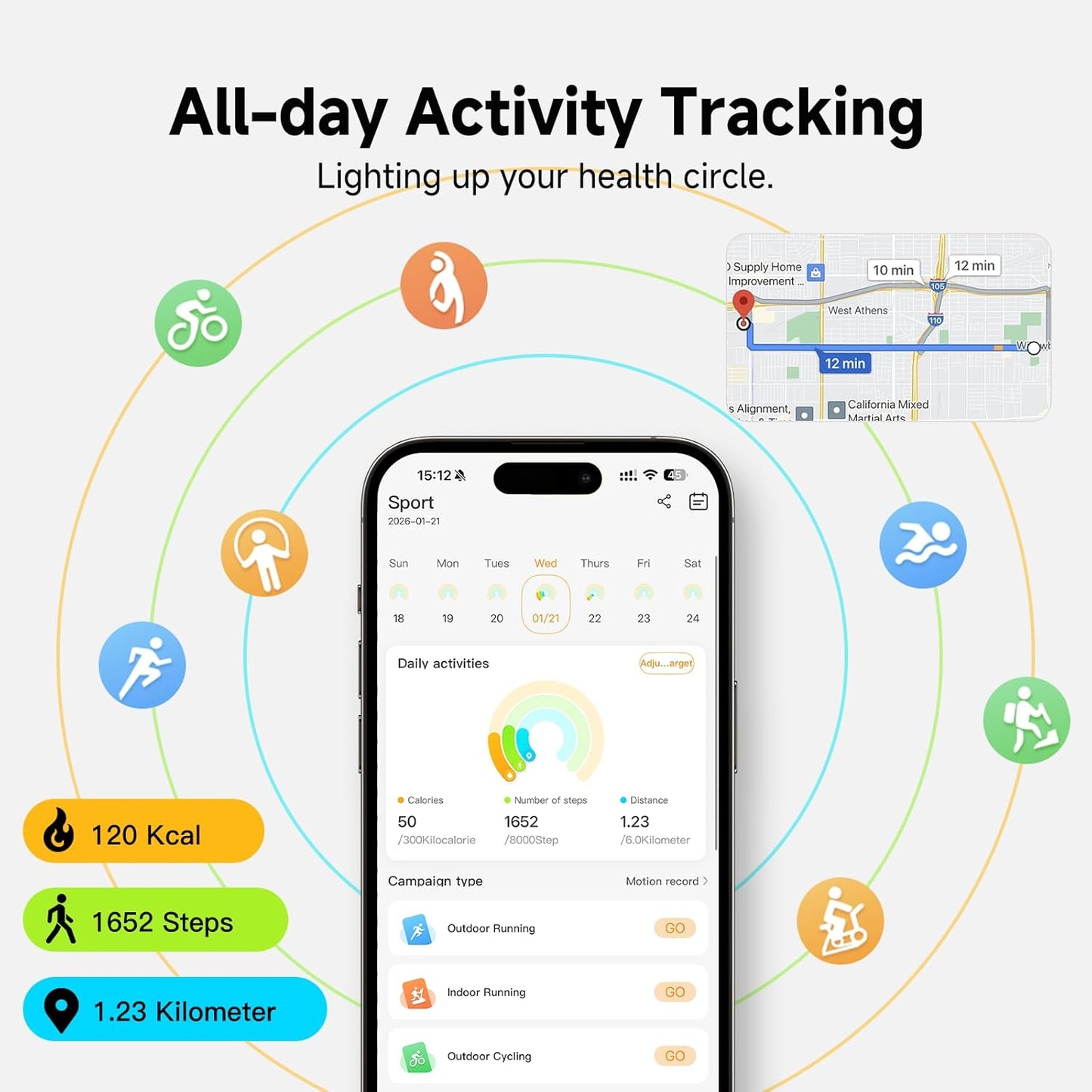 Smart Bracelet, Subscription-Free 24/7 Health Tracking, Heart Rate, SpO2, HRV & Sleep Tracker with IPX8 Waterproof, Wearable Activity & Fitness Tracker, 7-Day Battery, 2 Bands