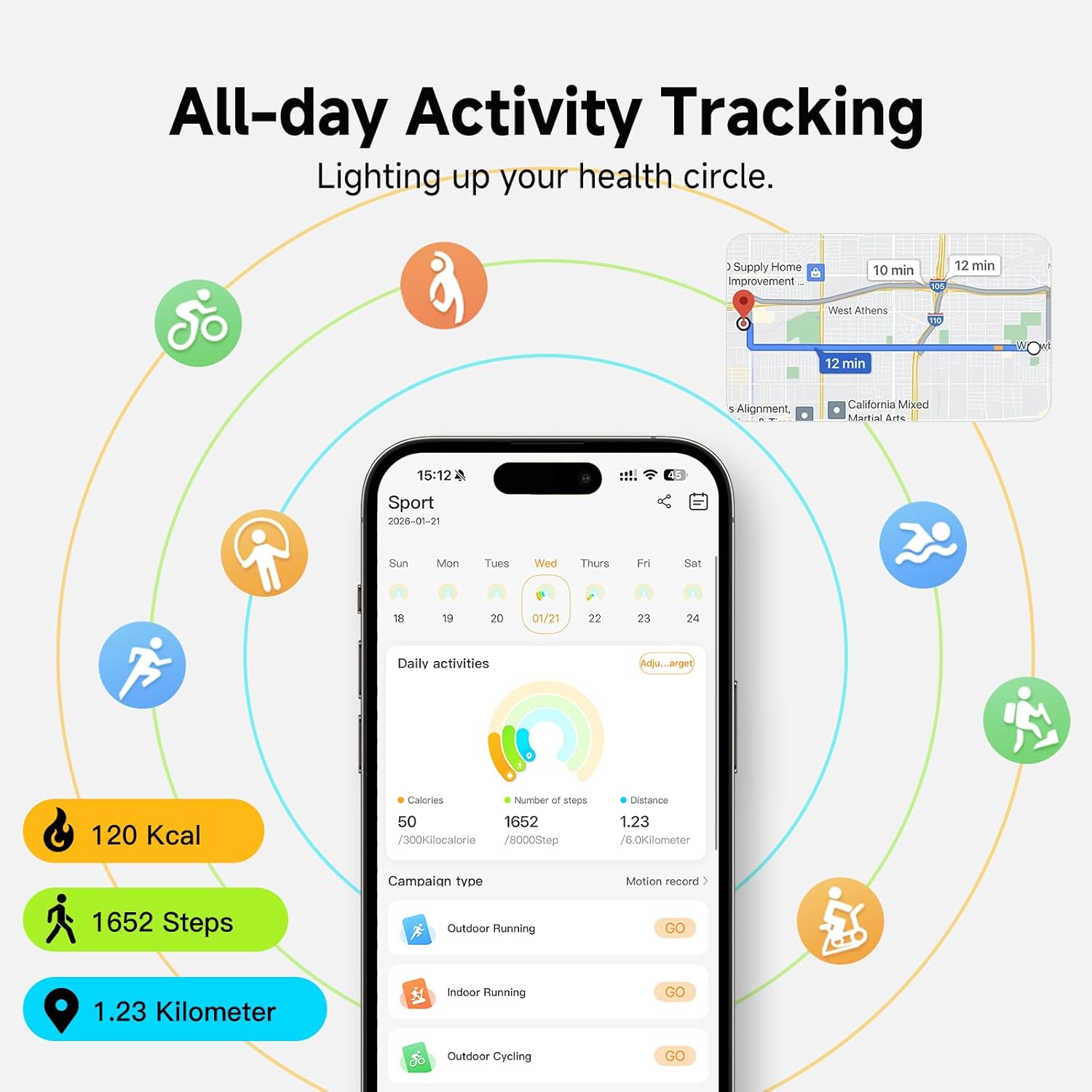 Smart Bracelet, Subscription-Free 24/7 Health Tracking, Heart Rate, SpO2, HRV & Sleep Tracker with IPX8 Waterproof, Wearable Activity & Fitness Tracker, 7-Day Battery, 2 Bands