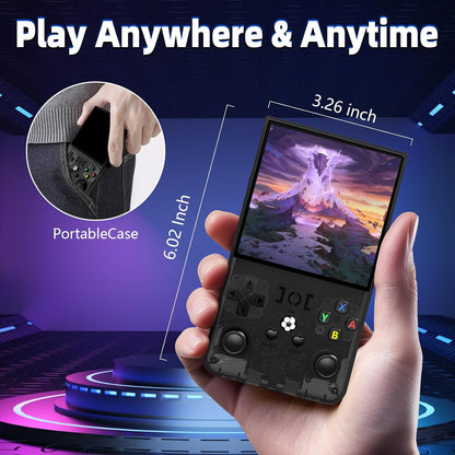 R36MAX Retro Handheld Game Console, 4.0 Inch IPS Screen Retro Gaming Console,Linux System, 4000mAh Battery Portable Pocket Mini Arcade, Built-in 128G,Retro Black