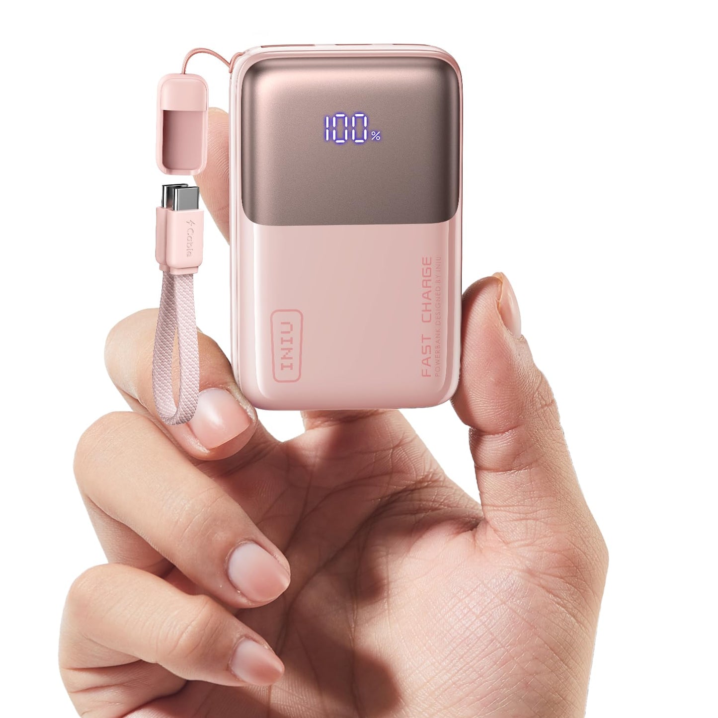 INIU Portable Charger, Ultra Mini 10000mAh 45W Fast Charging with Detachable Cable, Flight-Safe Travel USB C Power Bank External Phone Battery Pack for Xiaomi iPhone 17 16 Samsung S26 Google iPad etc