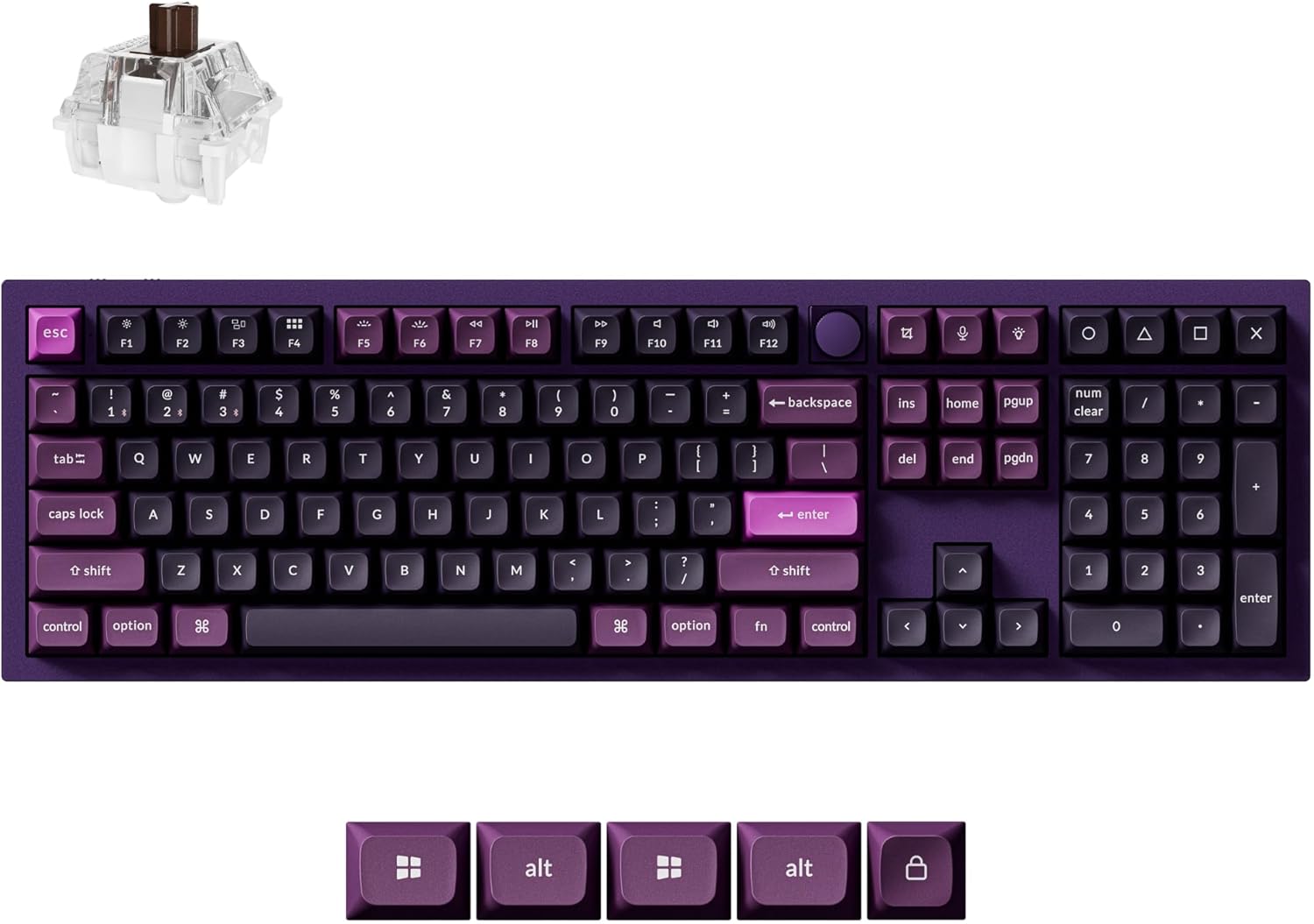 Keychron Q6 Pro Full-Size Wireless Bluetooth Mechanical Keyboard, Full Aluminum, Hot-Swappable Keychron Super Brown Switch, Launcher Programmable, NKRO Knob, KSA PBT Keycaps, Mac/Win/Linux - Purple