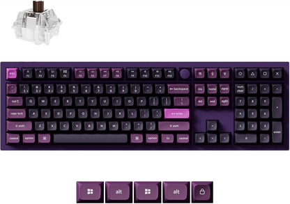 Keychron Q6 Pro Full-Size Wireless Bluetooth Mechanical Keyboard, Full Aluminum, Hot-Swappable Keychron Super Brown Switch, Launcher Programmable, NKRO Knob, KSA PBT Keycaps, Mac/Win/Linux - Purple