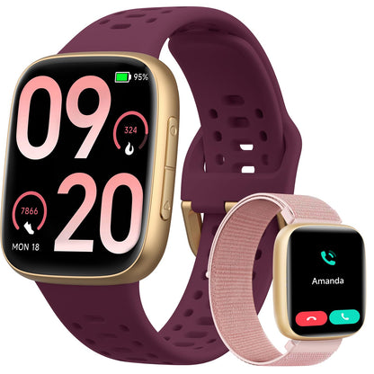 Smart Watches for Men Android iPhone (2 Bands), [1.85" AMOLED Screen] Smartwatch Fitness Tracker 3ATM Waterproof with Bluetooth Calls, AI Control, Heart Rate/SpO2/Sleep Monitor, 7 Days Battery