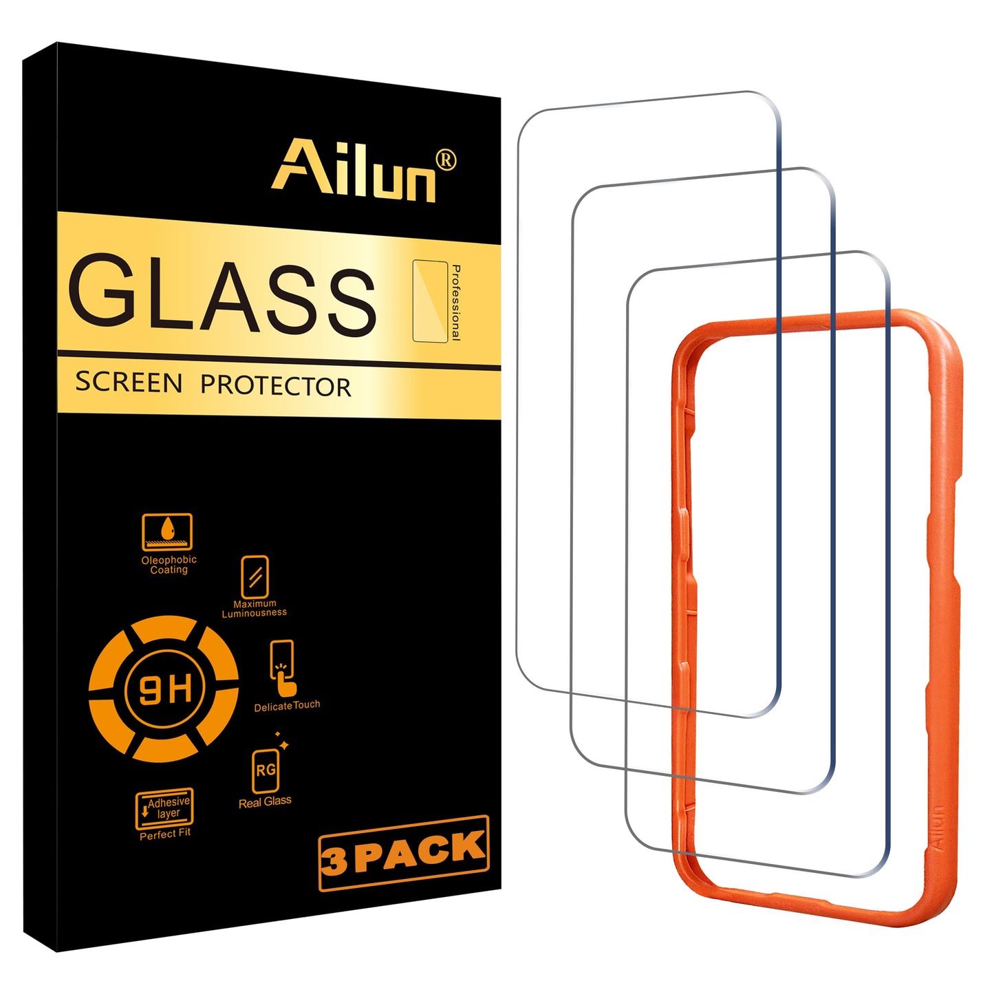 Ailun Screen Protector for iPhone 17e / iPhone 16e / iPhone 14 / iPhone 13 / iPhone 13 Pro [6.1 Inch] Display 3 Pack Tempered Glass, Case Friendly [Not for iPhone 16 6.1 Inch]