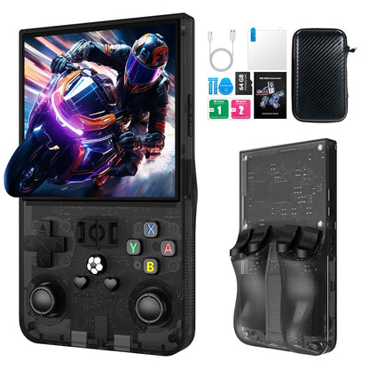 R36MAX Retro Handheld Game Console, 4.0 Inch IPS Screen Retro Gaming Console,Linux System, 4000mAh Battery Portable Pocket Mini Arcade, Built-in 128G,Retro Black
