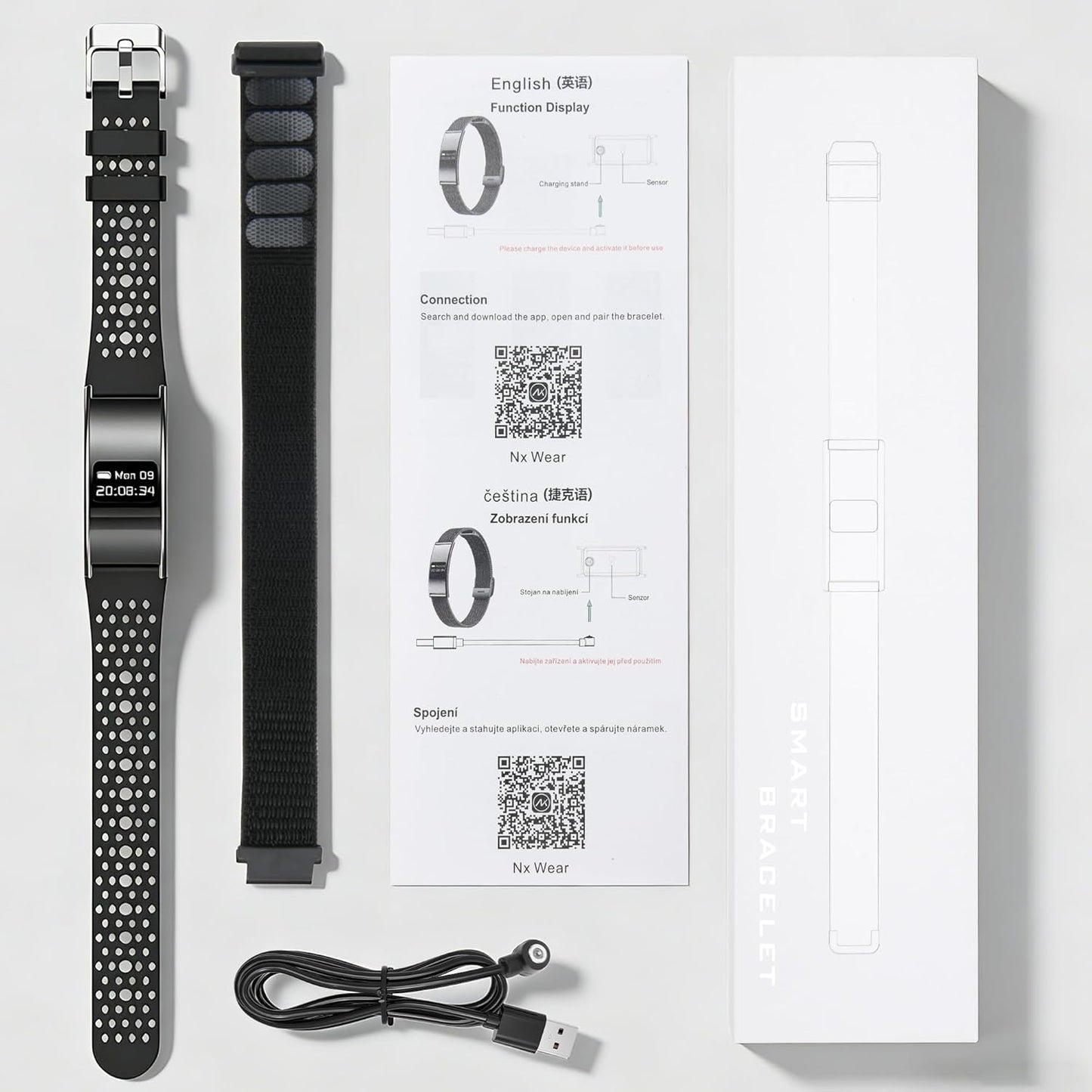 Smart Bracelet for Women Men,Wearable Activity & Fitness Tracker,All-Day Heart Rate/Stress/HRV/Step Monitor,24H Sleep Tracker,Multiple Sport Modes Smart Wristband with 2 Bands, Free APP