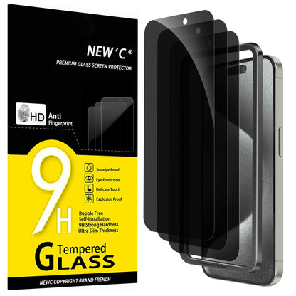 NEW'C 3 Pack Designed for iPhone 12,iPhone 12 Pro Screen Protector (6.1"), Enhanced Tempered Glass Protection, Case Friendly Bubble Free Ultra Resistant