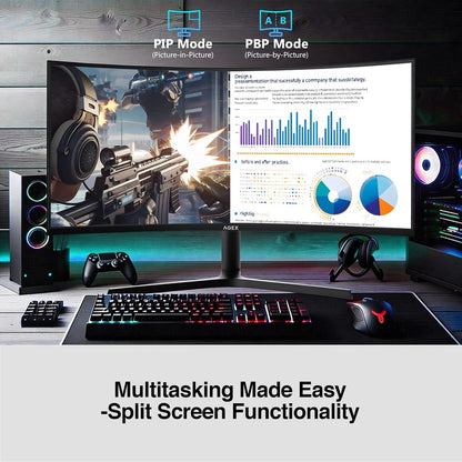 Z-Edge 34" Curved Gaming Monitor, WQHD 1440P 240Hz 165Hz Computer Monitor, MPRT 1ms, 21:9 Aspect Ratio, 1500R，16.7M Colors, 4000:1 Contrast, AG34P Edgeless, Height Adjustable 2X DP and 2X HDMI