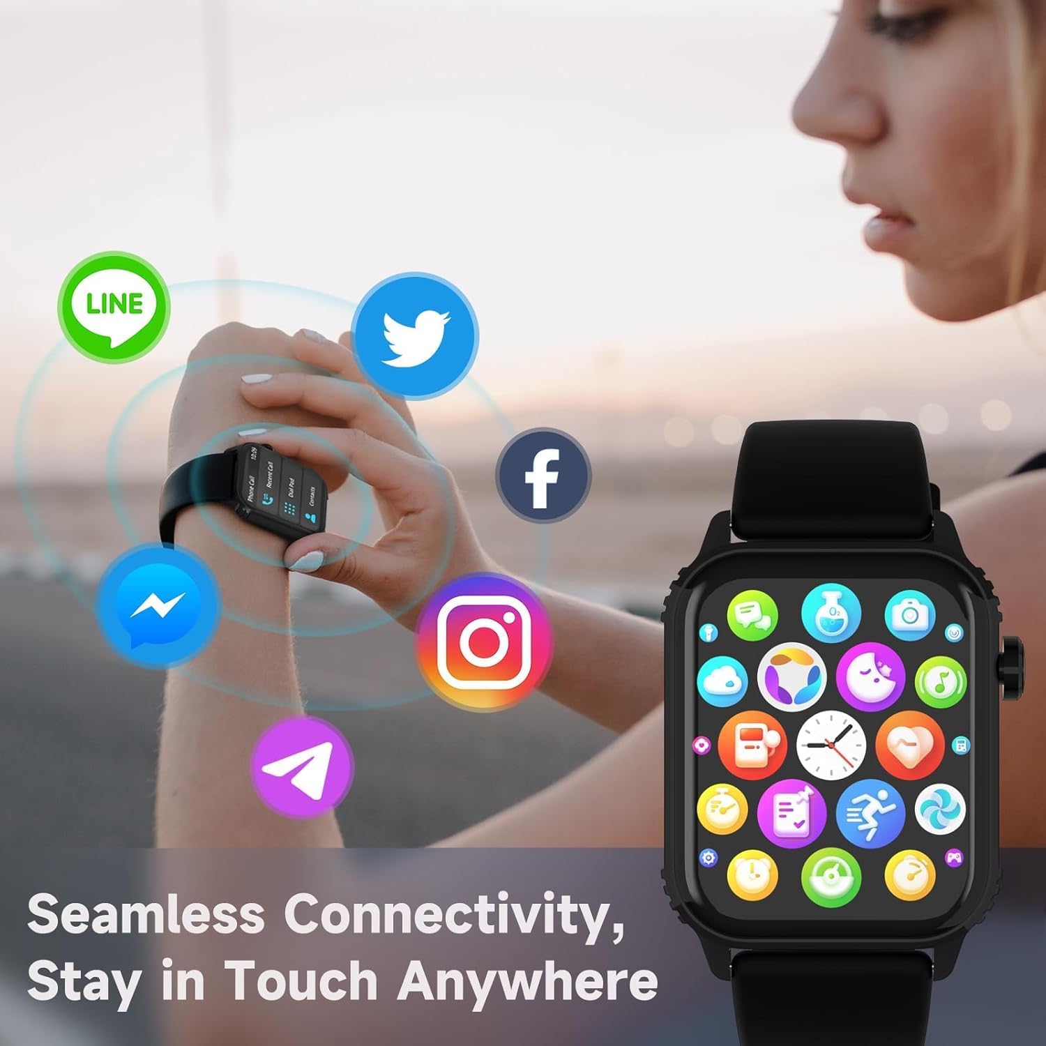 TRAUSI Smart Watch for Men, 120 Sports Modes Smartwatch with 1.83" HD, Alexa Built-in, Heart Rate/Sleep Monitor, IP67 Waterproof, Bluetooth Call & Music Control Fitness Watch for iPhone/Android Black