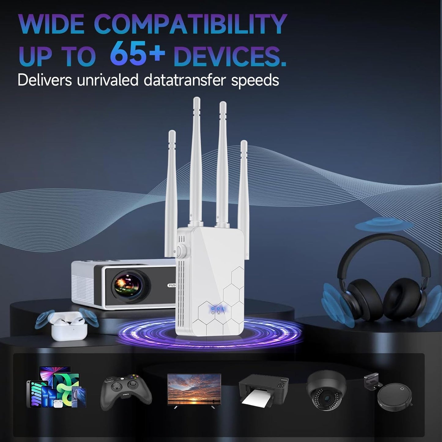2026 WiFi Extender Internet Booster, 10000 Sq.ft Long Range Repeater Wireless Routers Amplifier, Mesh Wi-Fi 80% Faster | Broader Than Ever, Support More Network Devices at Home, 1-Tap Setup