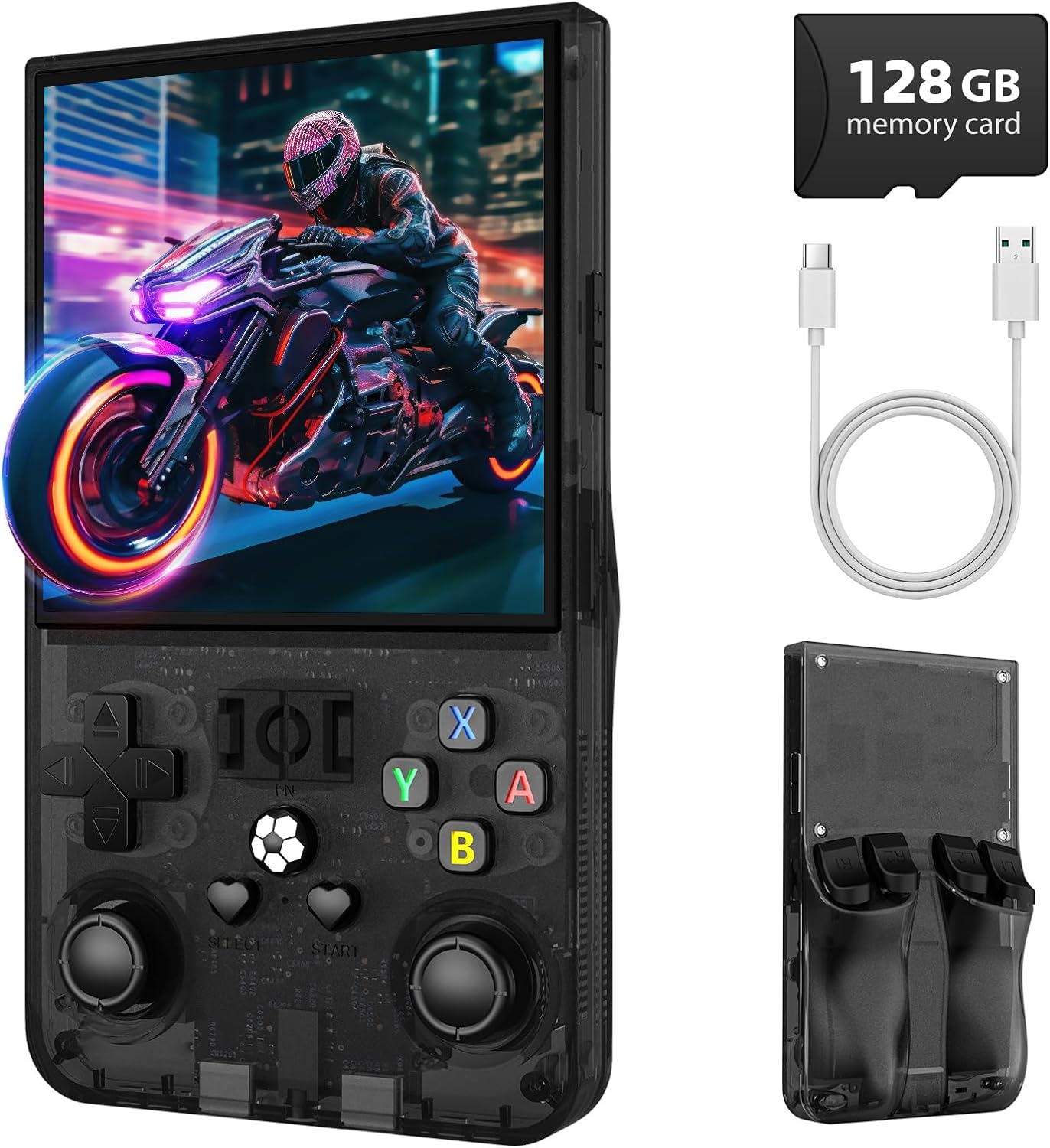 R36MAX Retro Handheld Game Console, 4.0 Inch IPS Screen Retro Gaming Console,Linux System, 4000mAh Battery Portable Pocket Mini Arcade, Built-in 128G,Retro Black