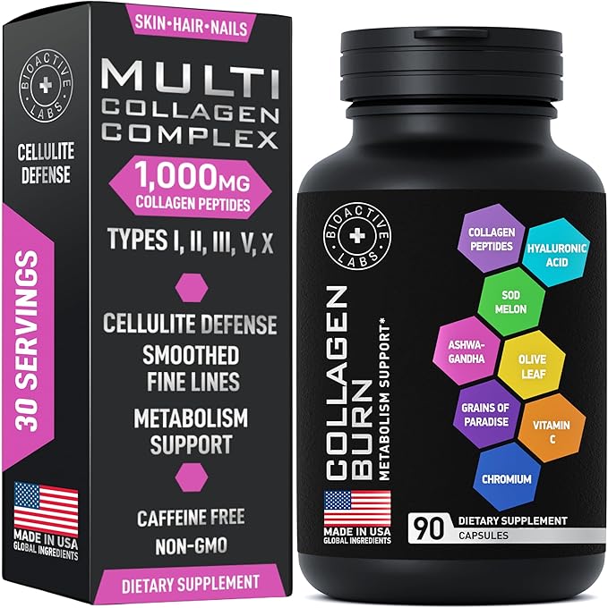 Thermogenic Multi-Collagen Burn Complex - Metabolism &amp; Cellulite Support – 90 Capsules