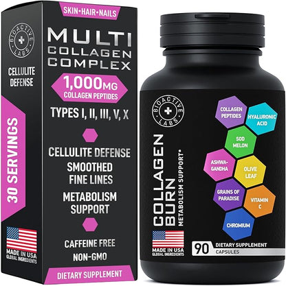 Thermogenic Multi-Collagen Burn Complex - Metabolism &amp; Cellulite Support – 90 Capsules