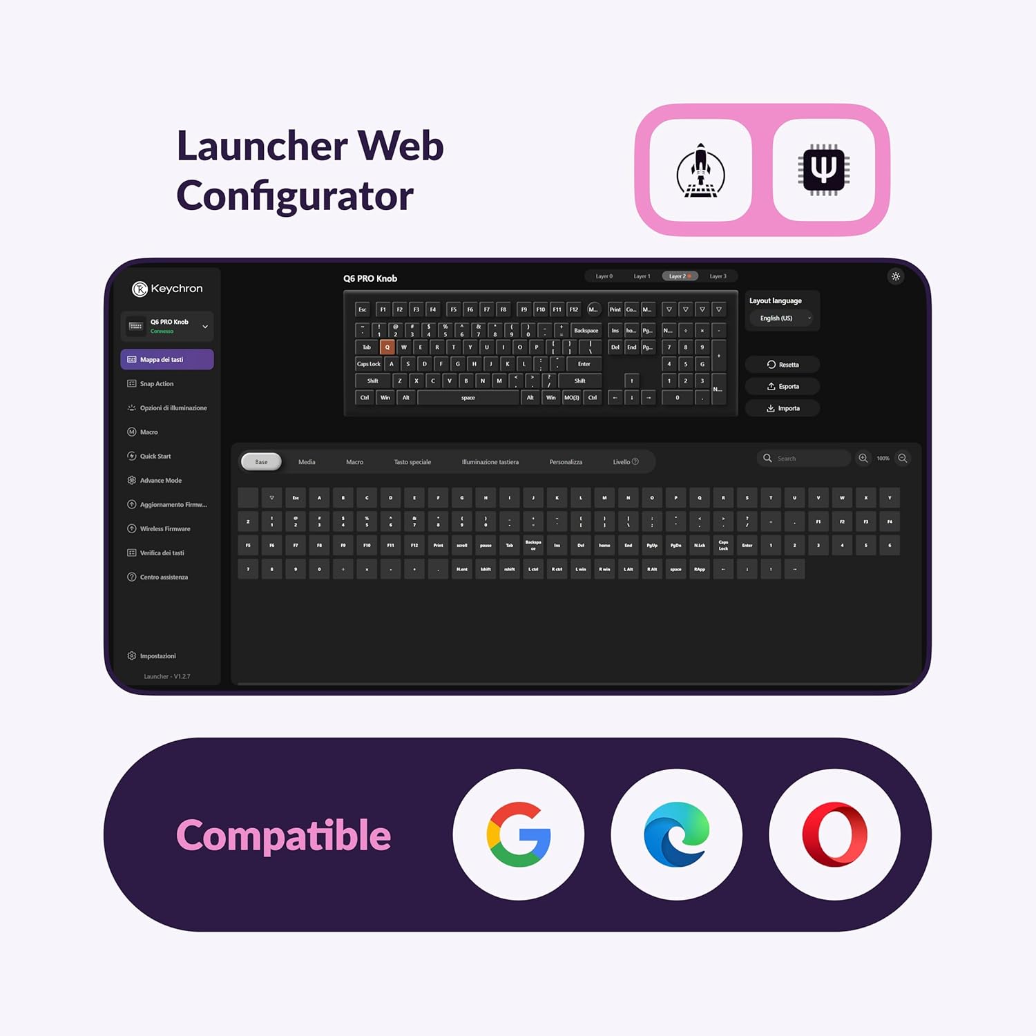 Keychron Q6 Pro Full-Size Wireless Bluetooth Mechanical Keyboard, Full Aluminum, Hot-Swappable Keychron Super Brown Switch, Launcher Programmable, NKRO Knob, KSA PBT Keycaps, Mac/Win/Linux - Purple