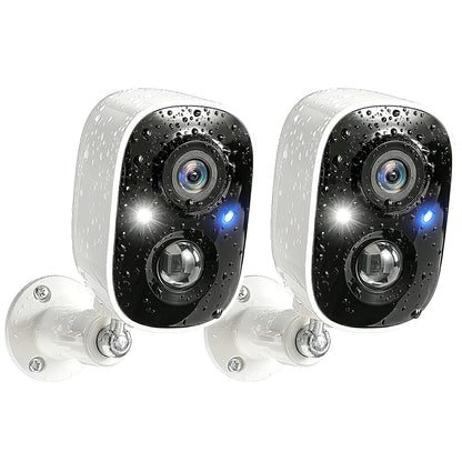 GMK Security Cameras Wireless Outdoor 4 Pack, 2K Battery Powered Cameras for Home Security, Color Night Vision, Motion Detection, 2-Way Talk, IP65 Waterproof, Remote Access, Cloud/SD Storage