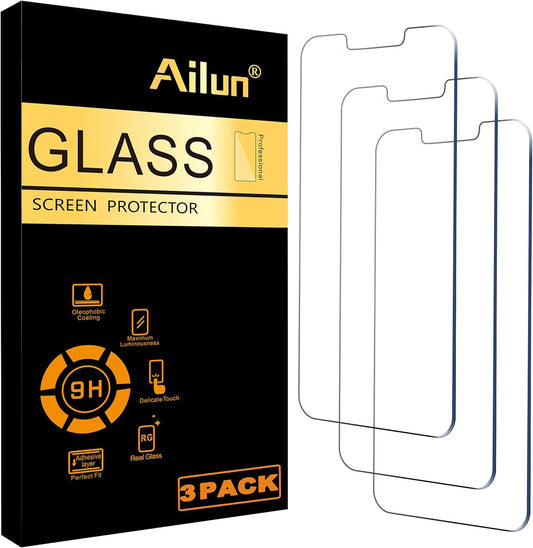 Ailun Screen Protector for iPhone 17e / iPhone 16e / iPhone 14 / iPhone 13 / iPhone 13 Pro [6.1 Inch] Display 3 Pack Tempered Glass, Case Friendly [Not for iPhone 16 6.1 Inch]