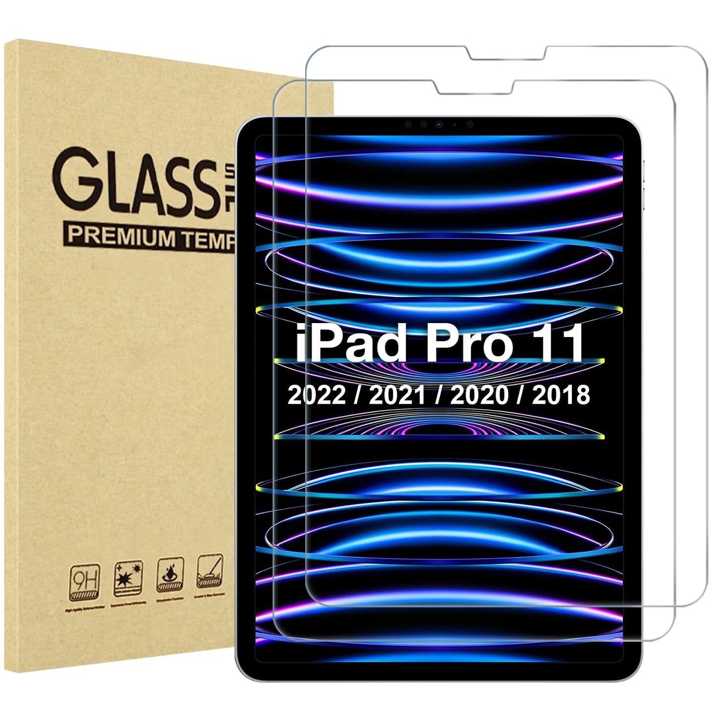 ProCase 2 Pcs Screen Protector for iPad A16 2025 11th Generation 11 Inch/iPad 10th 2022 10.9 Inch, Tempered Glass Film Guard -Clear
