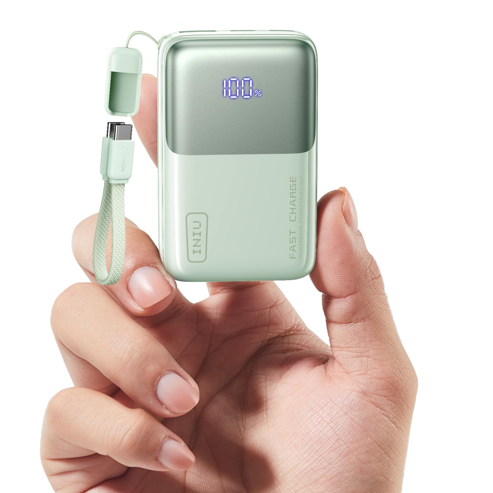 INIU Portable Charger, Ultra Mini 10000mAh 45W Fast Charging with Detachable Cable, Flight-Safe Travel USB C Power Bank External Phone Battery Pack for Xiaomi iPhone 17 16 Samsung S26 Google iPad etc