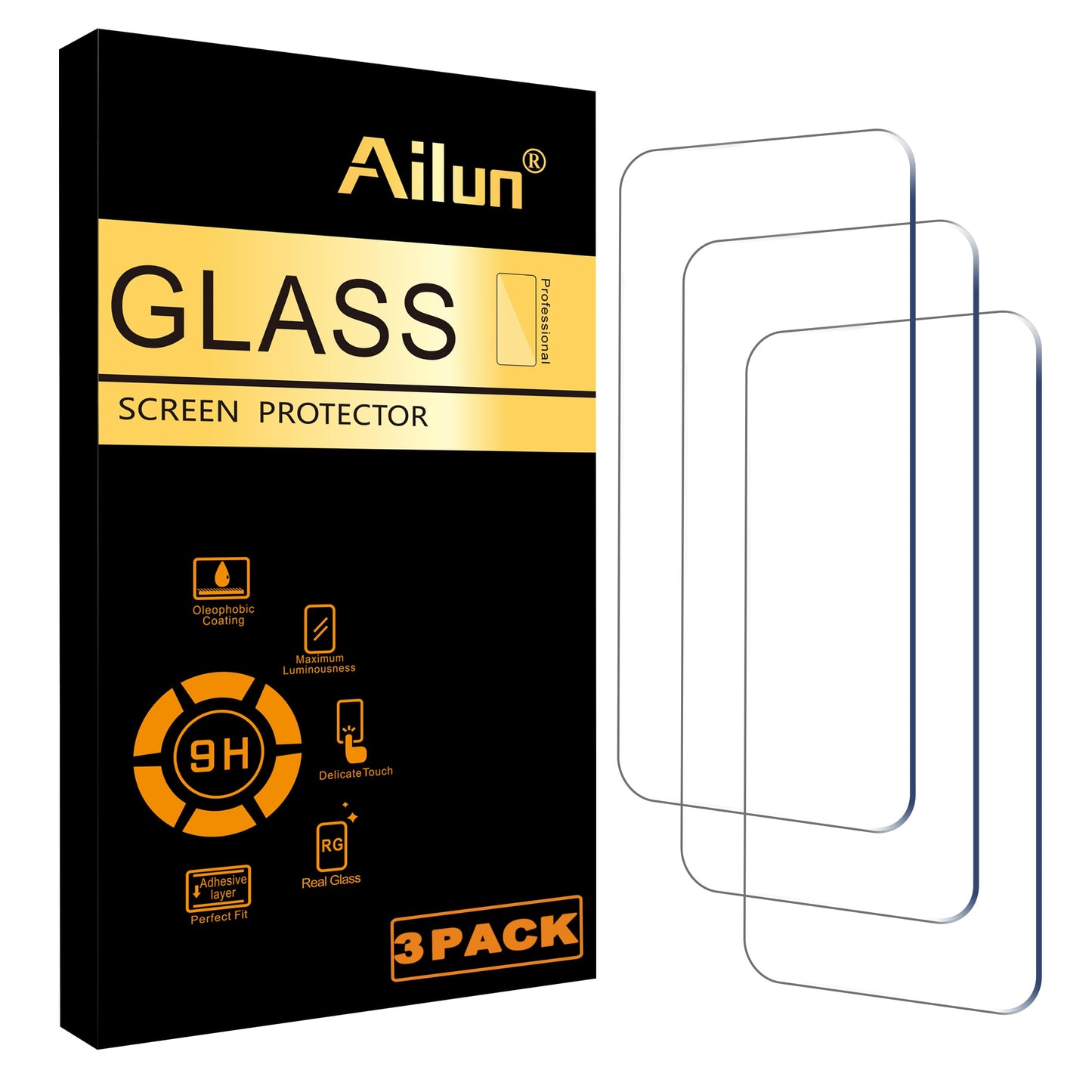 Ailun Screen Protector for iPhone 17e / iPhone 16e / iPhone 14 / iPhone 13 / iPhone 13 Pro [6.1 Inch] Display 3 Pack Tempered Glass, Case Friendly [Not for iPhone 16 6.1 Inch]