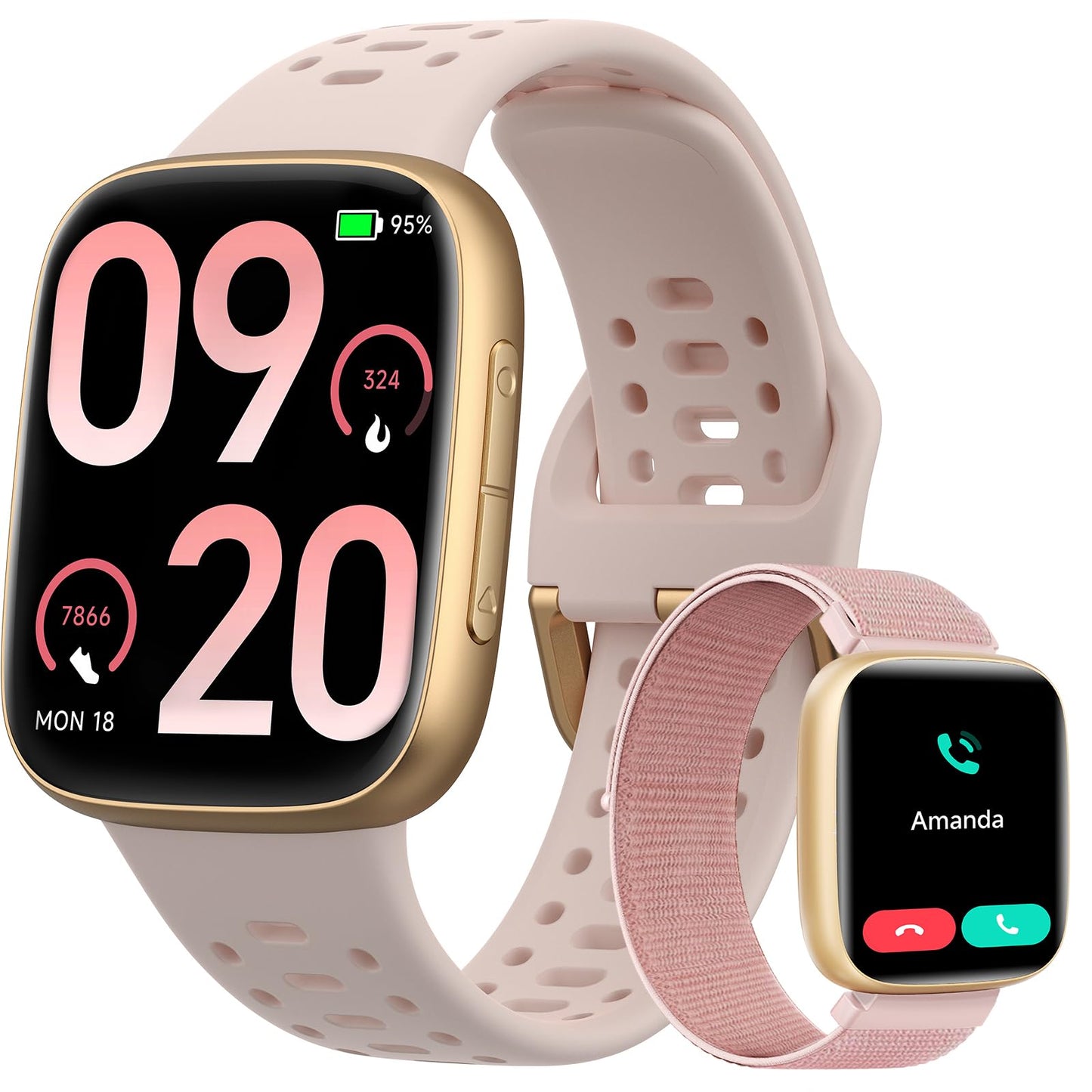 Smart Watches for Men Android iPhone (2 Bands), [1.85" AMOLED Screen] Smartwatch Fitness Tracker 3ATM Waterproof with Bluetooth Calls, AI Control, Heart Rate/SpO2/Sleep Monitor, 7 Days Battery
