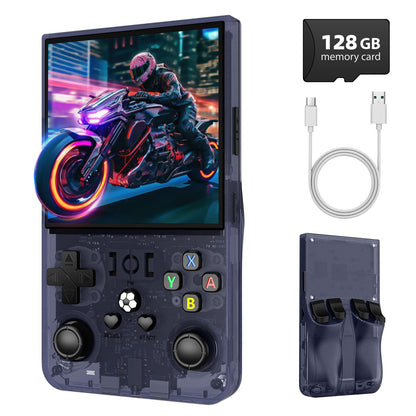 R36MAX Retro Handheld Game Console, 4.0 Inch IPS Screen Retro Gaming Console,Linux System, 4000mAh Battery Portable Pocket Mini Arcade, Built-in 128G,Retro Black
