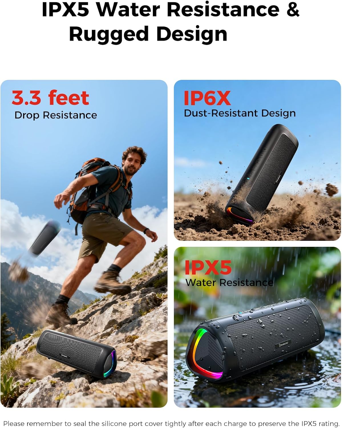 BolaButty Bluetooth Speaker Portable Wireless, IPX5 Waterproof, Up to 20H Playtime, TWS Pairing, BT5.3, for Home/Party/Outdoor/Camping/Beach Essentials, Birthday Gift (Black)