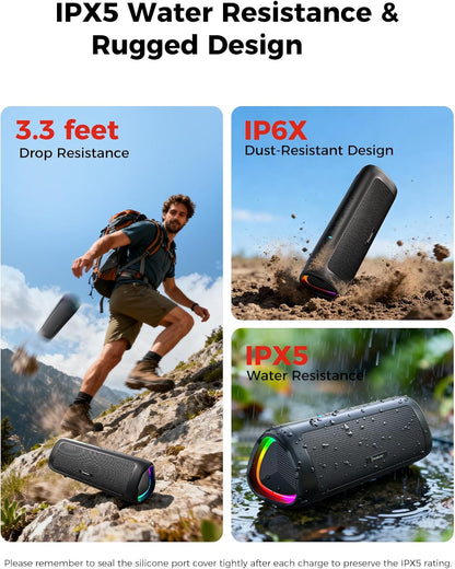 BolaButty Bluetooth Speaker Portable Wireless, IPX5 Waterproof, Up to 20H Playtime, TWS Pairing, BT5.3, for Home/Party/Outdoor/Camping/Beach Essentials, Birthday Gift (Black)