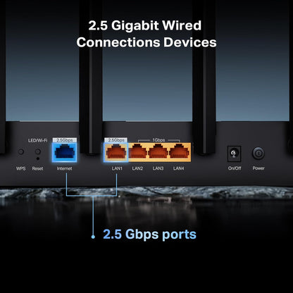TP-Link BE6500 Dual-Band WiFi 7 Router (BE400) – Dual 2.5Gbps Ports, USB 3.0, Covers up to 2,400 sq. ft., 90 Devices, Quad-Core CPU, HomeShield, Private IoT, Free Expert Support