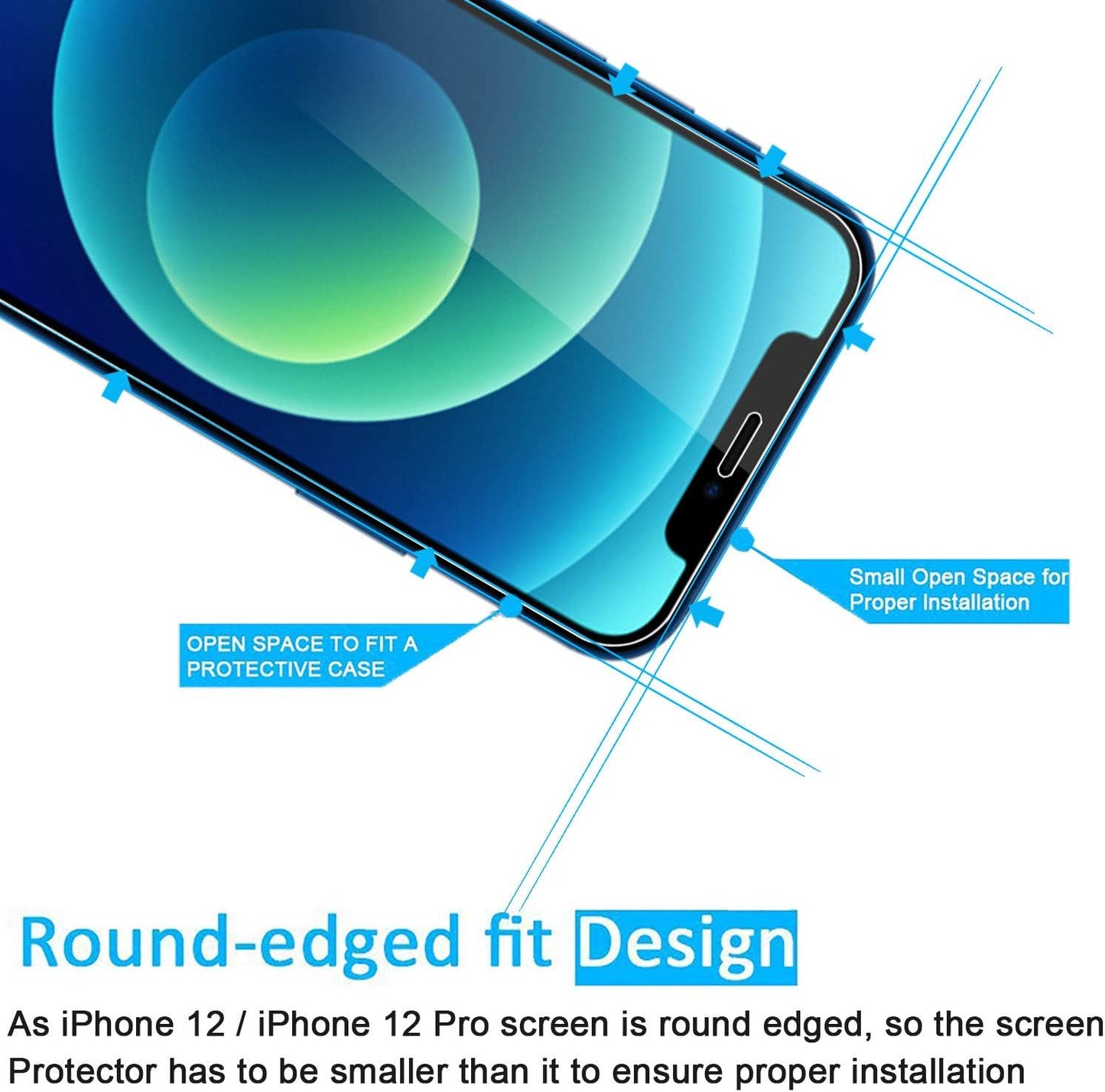 NEW'C 3 Pack Designed for iPhone 12,iPhone 12 Pro Screen Protector (6.1"), Enhanced Tempered Glass Protection, Case Friendly Bubble Free Ultra Resistant
