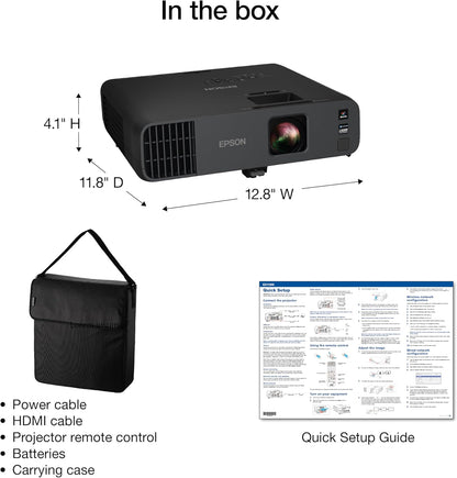 Epson Pro EX11000 3-Chip 3LCD Full HD 1080p Wireless Laser Projector, 4,600 Lumens Color/White Brightness, Miracast, 2 HDMI Ports, USB Power for Streaming, Built-in 16W Speaker
