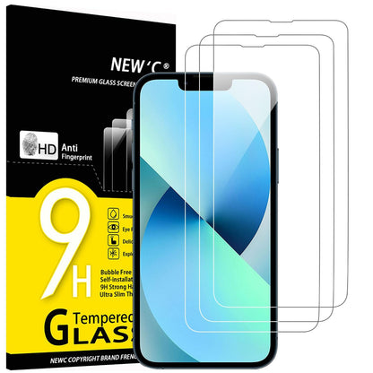 NEW'C 3 Pack Designed for iPhone 12,iPhone 12 Pro Screen Protector (6.1"), Enhanced Tempered Glass Protection, Case Friendly Bubble Free Ultra Resistant