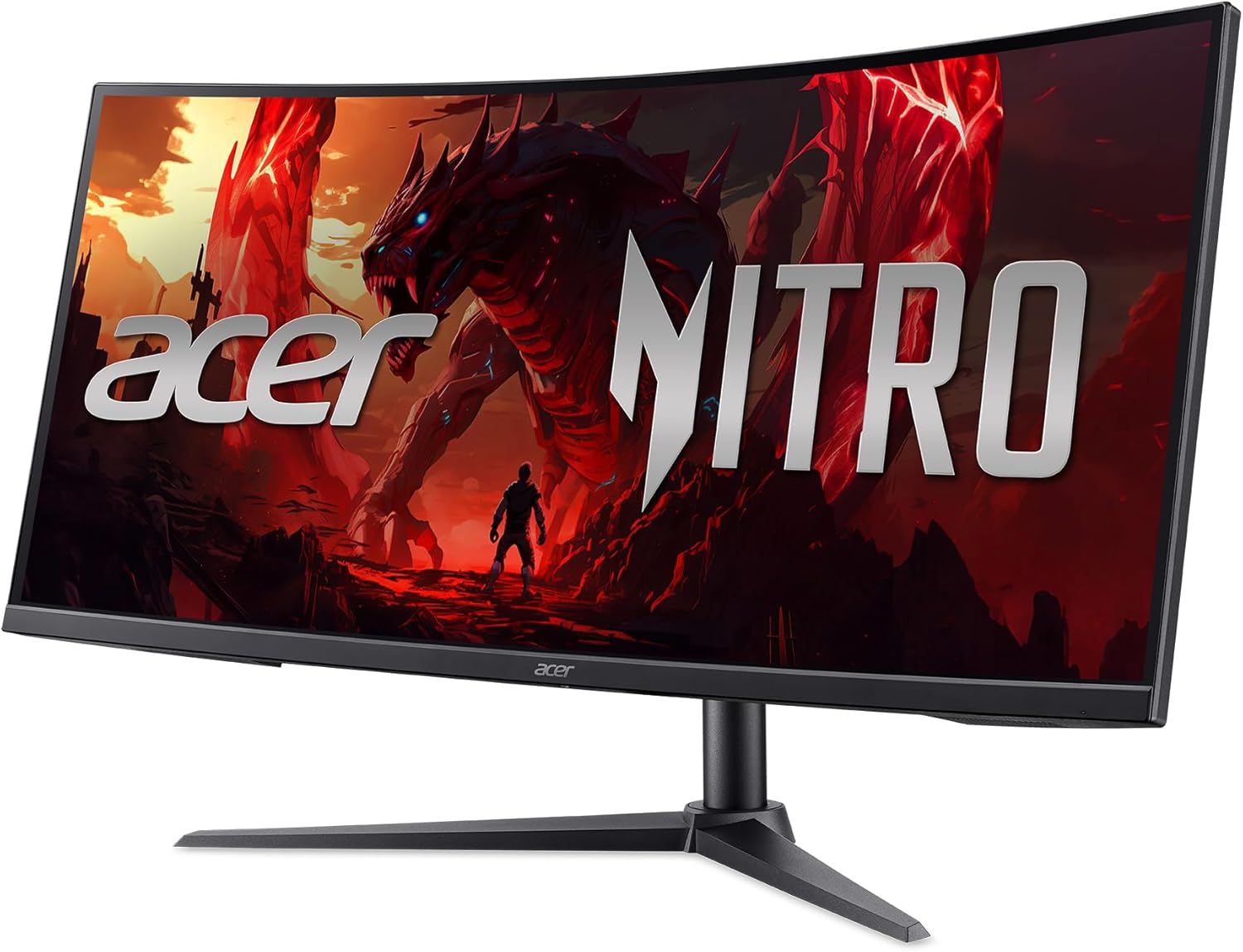 acer Nitro 34” Gaming Monitor | QHD 3440 x 1440 | 1500R 21:9 Curved | AMD FreeSync Premium | 200Hz Refresh Rate | 1ms (VRB) | sRGB 99% | 1 x Display Port 1.4 & 2 x HDMI 2.1 Ports | XZ340CUR X0bmiiphx