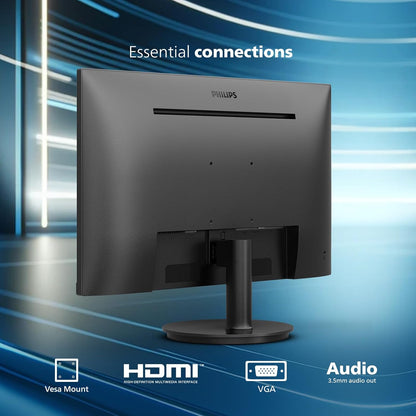 Philips New 24 inch Frameless Full HD (1920 x 1080) 100Hz Monitor, VESA, HDMI x1, VGA Port x1, Eye Care, 4 Year Advance Replacement Warranty, 241V8LB, Black