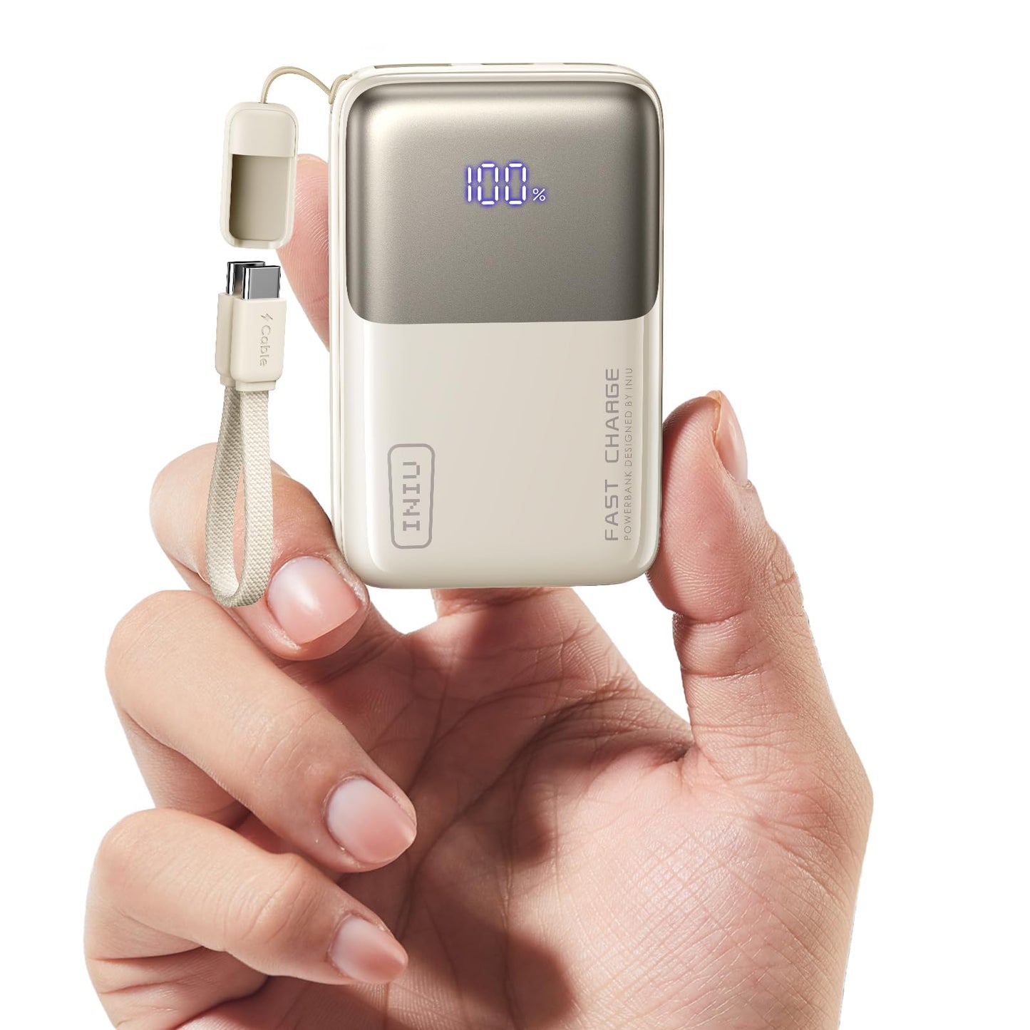 INIU Portable Charger, Ultra Mini 10000mAh 45W Fast Charging with Detachable Cable, Flight-Safe Travel USB C Power Bank External Phone Battery Pack for Xiaomi iPhone 17 16 Samsung S26 Google iPad etc